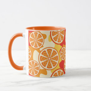 Retro orange Zitrusfrucht-Muster Tasse