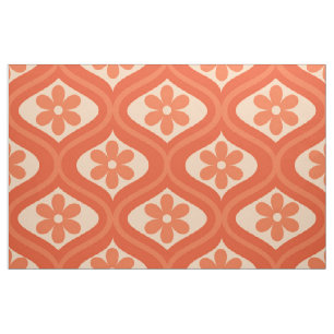 Retro-Orangen-Blumenmuster auf mittelalterlichem O Stoff