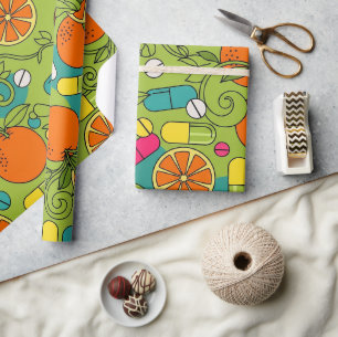 Retro-Orangen für Gesundheit und Pharmazie Geschenkpapier