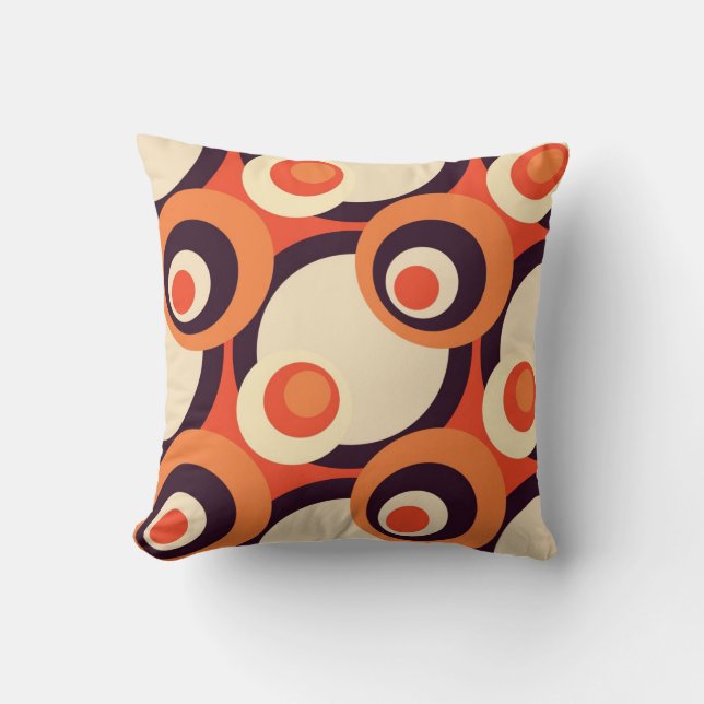 Retro Orangen-und Brown-Jahr-abstrakte Kunst Kissen (Vorderseite)