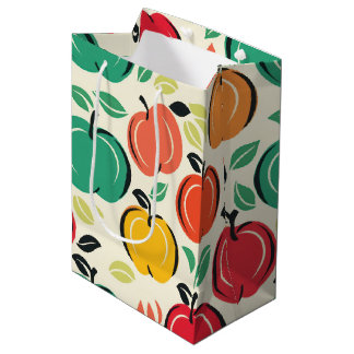 Retro Orchard Harvest Mid-Century Modern Fruit Mittlere Geschenktüte