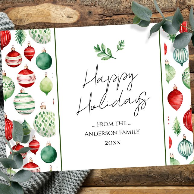 Retro Ornament Familie Weihnachtsgrüße Postkarte (Von Creator hochgeladen)