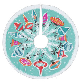 Retro Ornamente Aqua Hintergrund Polyester Weihnachtsbaumdecke