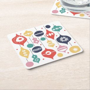 Retro-Ornamente Rechteckiger Pappuntersetzer