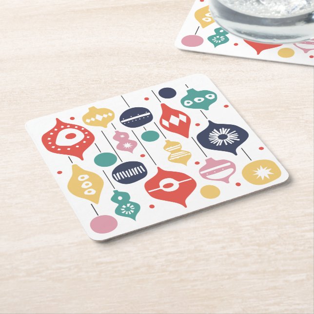 Retro-Ornamente Rechteckiger Pappuntersetzer (angewinkelt)