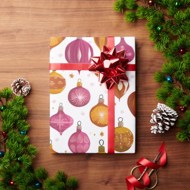 Retro Ornamente Weihnachten Geschenkpapier (Feiertagsgeschenk)