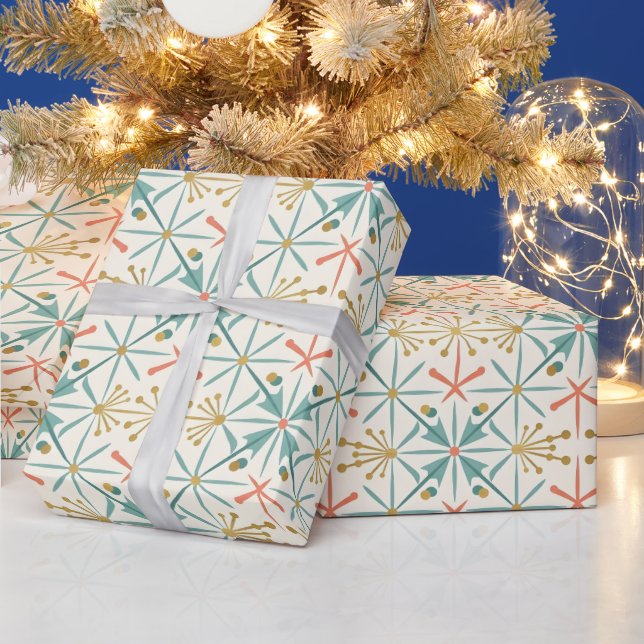 Retro Ornaments Mid-Century Holiday Geschenkpapier (Feiertage)