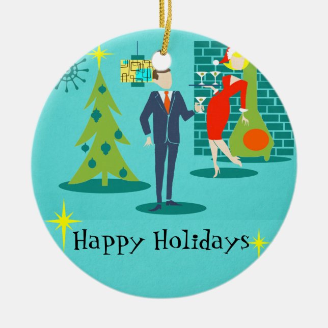 Rétro ornement de Noël de couples de bande (Devant)