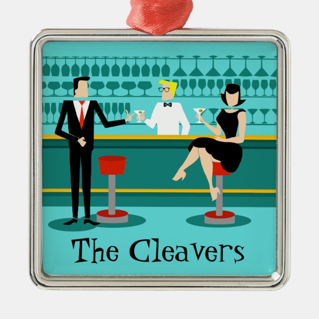 Rétro ornement de Noël de salon de cocktail (Devant)