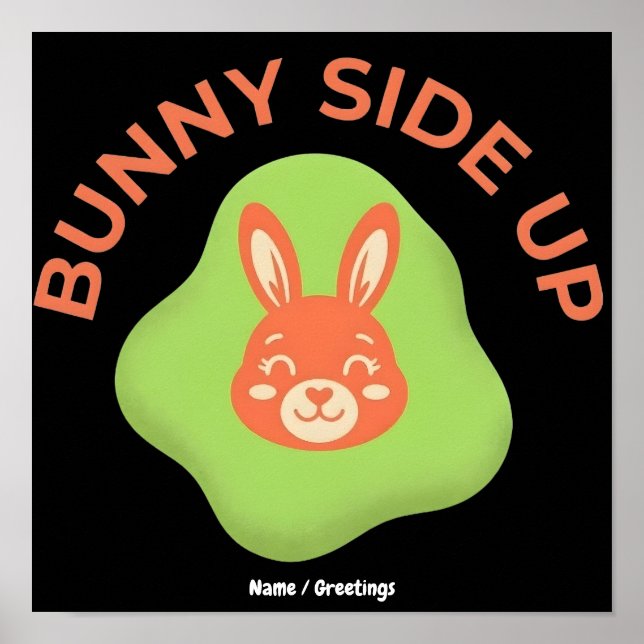 Retro-Oster-Ei-Grafikdesign Bunny Side Up  Poster (Vorne)
