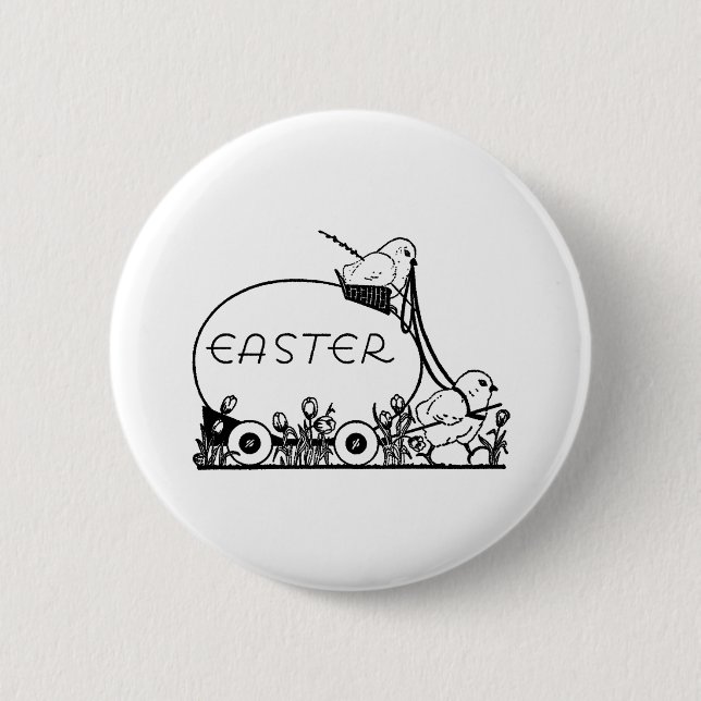 Retro Ostereier und -küken Button (Vorderseite)
