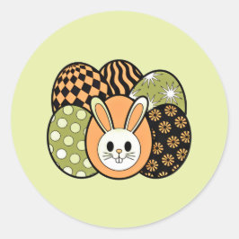 Retro-Osterhase-Ei-Runde-Aufkleber Runder Aufkleber