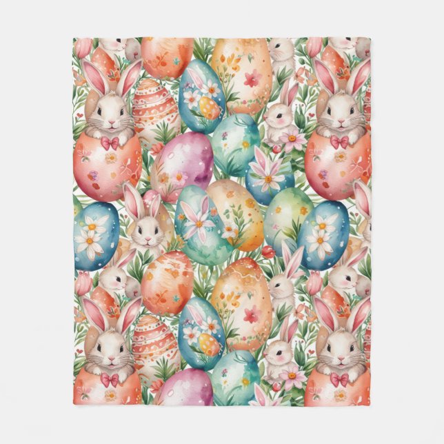 Retro-Ostern nahtloses Muster. Wasserfarbe Fleecedecke (Vorderseite)