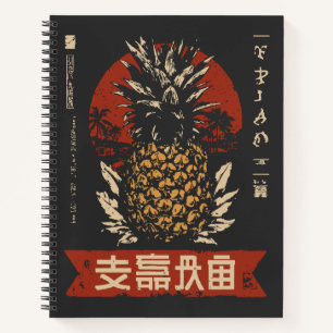 Retro-Östliche Ananas Tropisches Fruchtportrait Notizbuch