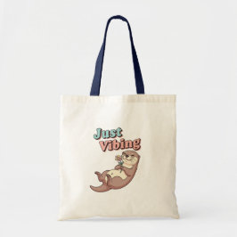 Retro Otter Chill Vibes Canvas Tote Bag Tragetasche