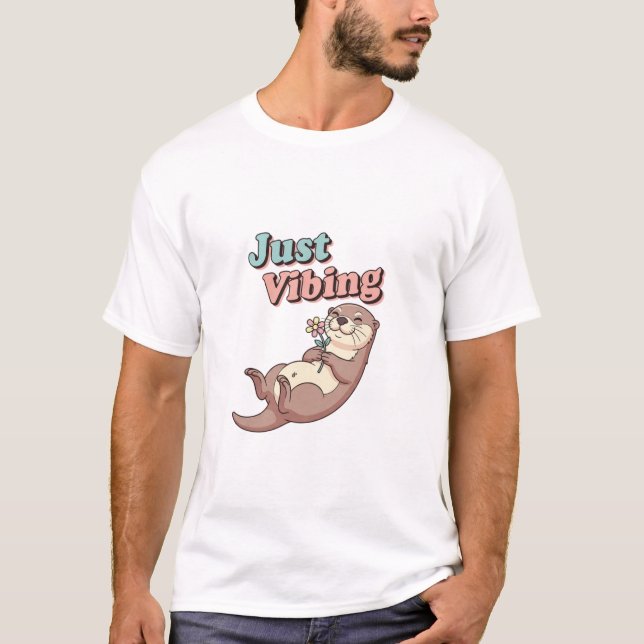 Retro Otter Easygoing Men’s Graphic T-Shirt (Devant)