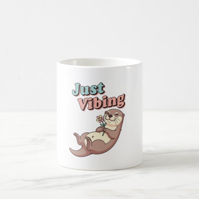Retro Otter Just Vibing White Mug (Centre)