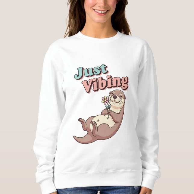 Retro Otter Just Vibing Women’s Sweatshirt (Vorderseite)
