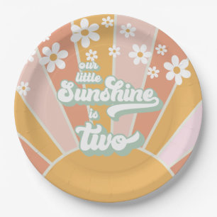 Retro Our Sunshine ist zwei daisy boho Papier Tell Pappteller