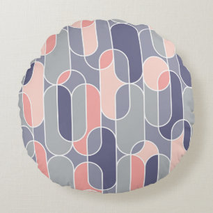 Retro Oval Geometric 70er Muster Rundes Kissen