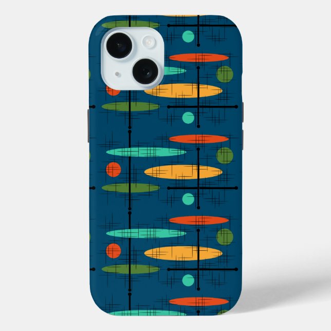 Retro Ovale Punkte & Linien Case-Mate iPhone Hülle (Rückseite)
