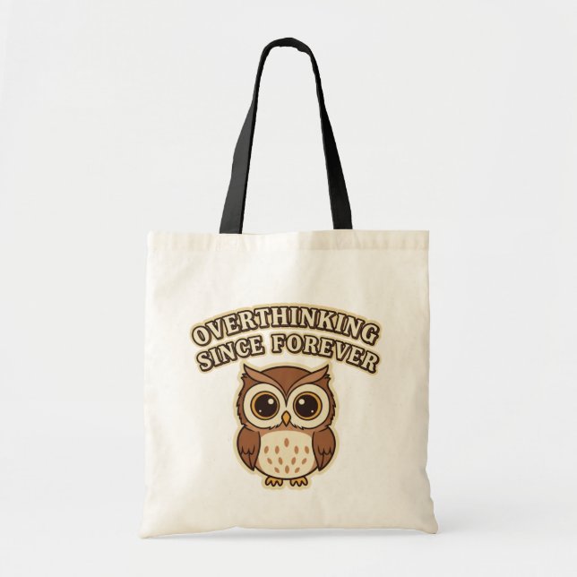 Retro Owl Deep Thoughts Canvas Tote Bag Tragetasche (Vorne)