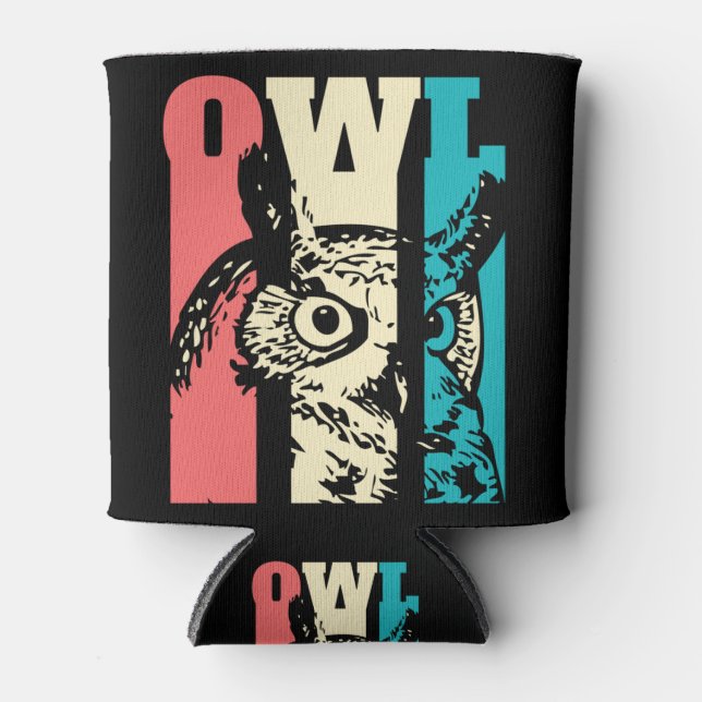 Retro Owl Dosenkühler (Vorderseite)