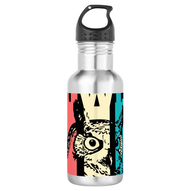 Retro Owl Edelstahlflasche (Vorderseite)