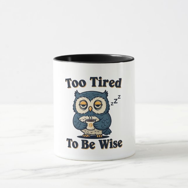 Retro Owl Exhausted Mood Color Inside Mug Tasse (Zentrum)