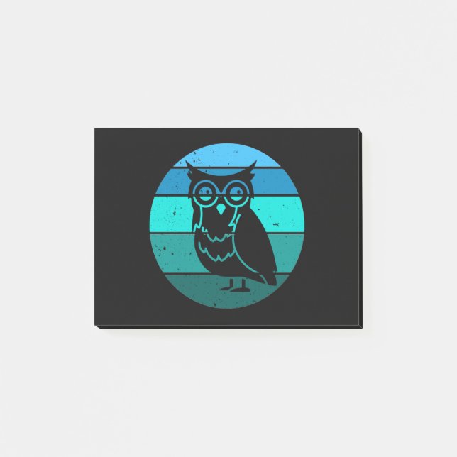Retro Owl Post-it Klebezettel (Vorderseite)