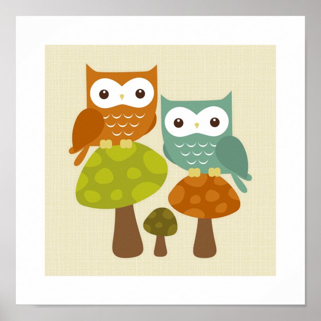 Retro Owl Poster Print (Vorne)