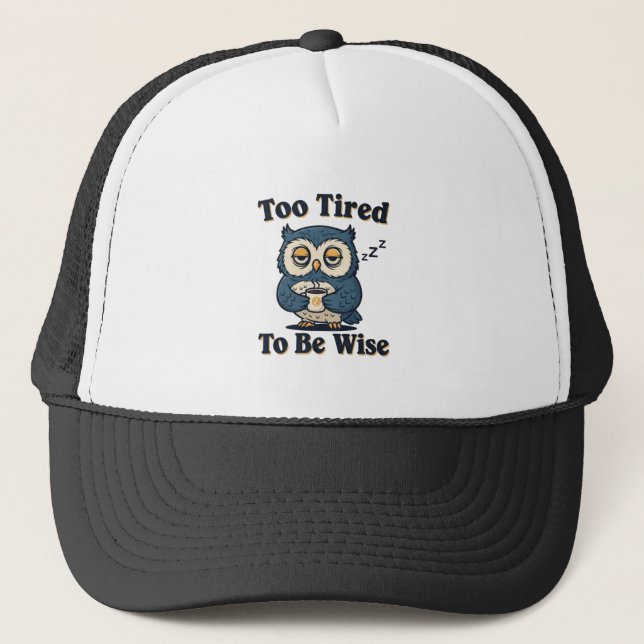 Retro Owl Sleep Deprived Trucker Hat Truckerkappe (Vorderseite)
