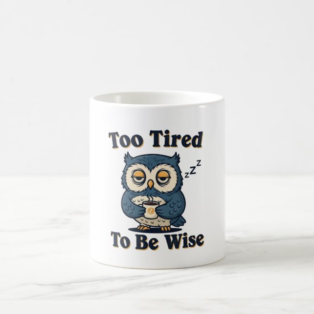 Retro Owl Sleepy Wisdom White Mug Kaffeetasse (Mittel)