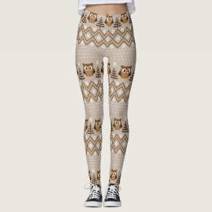 Retro-Owl-Strickdesign Leggings