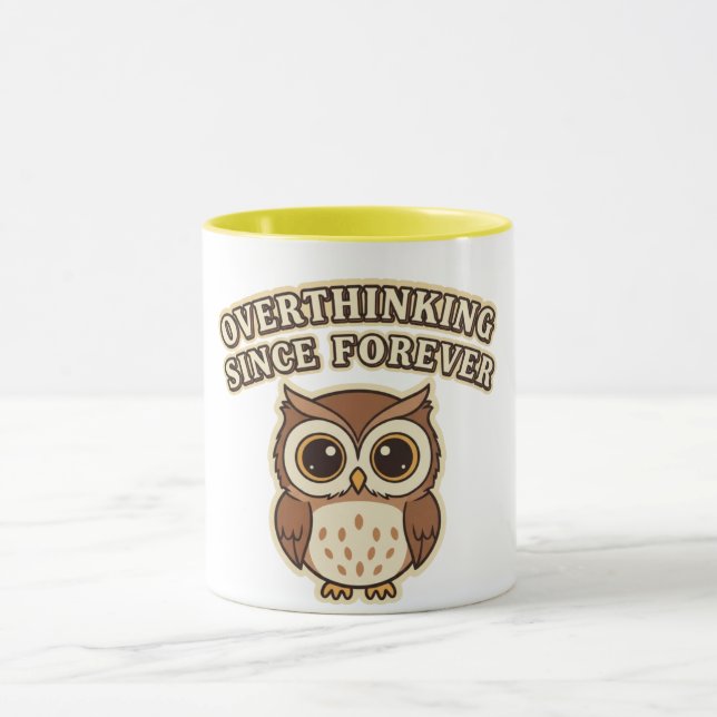 Retro Owl Thinking Mode Color Inside Mug Tasse (Zentrum)