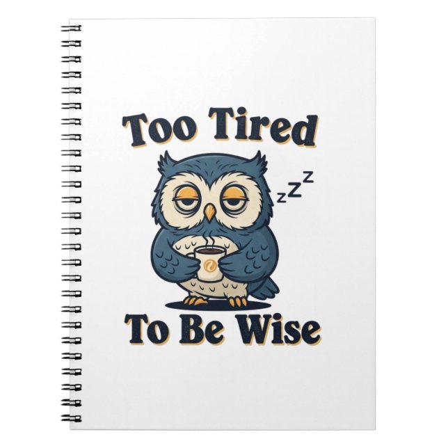 Retro Owl Tired Thoughts Lined Notebook Notizblock (Vorderseite)