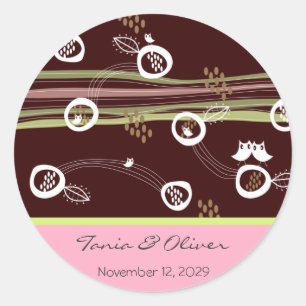 Retro Owls Family Custom Wedellabel Aufkleber