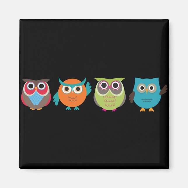 Retro Owls Magnet (Vorne)