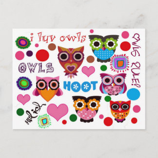 Retro Owls Postkarte