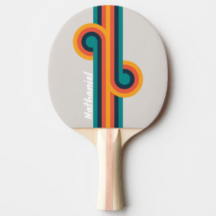 Retro-Ozean-Regenbogen-Schleife mit Namen Tischtennis Schläger