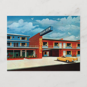 Retro-Ozeanblick-Motel Vintage Postkarte