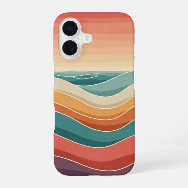Retro-Ozeanschichten iPhone 16 Hülle (Rückseite)