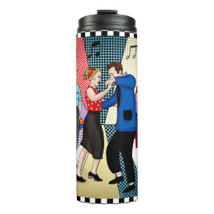 Retro-Paar der 1950er Jahre beim Tanzen   Thermosbecher