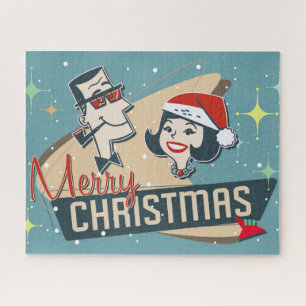 Retro-Paar Frohe Weihnachten Vintage-Feiertag