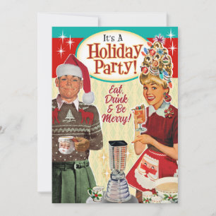 Retro-Paar Lustige Weihnachtsfeier Einladung