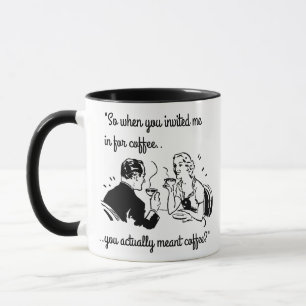 Retro Paare auf Dattel-lustigem Kaffee-Spaß Tasse