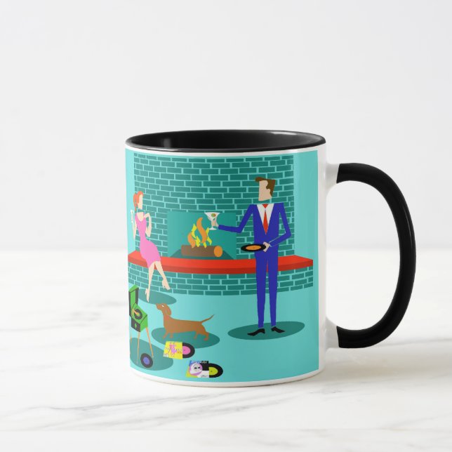Retro Paare mit der HundeTasse Tasse (Rechts)