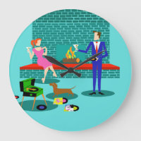 Retro Paare mit Hundeacryl-Wanduhr