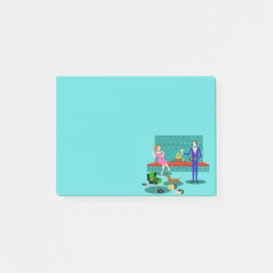 Retro Paare mit Hundepost-itanmerkungen Post-it Klebezettel