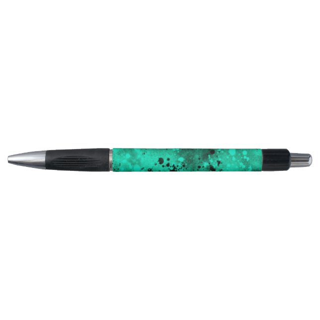 Retro Paint Spritzer Effect Green & Black Kugelschreiber (Vorderseite)